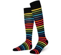 Mysocks unisexo Rodilla alta calcetines largos raya Algodón Nuevo arco iris oscuro Delgado