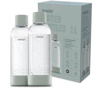 Mysoda: Botella de agua sin BPA con cierre rápido y detalles en compuesto de madera, compatible con gasificadores de agua, 2 x 1L - Verde salvia