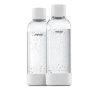 Mysoda: Botella de gasificación de PET sin BPA para máquina de agua con gas, con cierre rápido y detalles de compuesto de madera, 2 x 1 L - Blanco