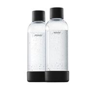 Mysoda: Botella de plástico reutilizable sin BPA con mecanismo de cierre rápido y corcho compuesto de madera y fondo, compatible con máquinas carbonato, 2 x 1L - negro