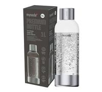 Mysoda: Botella premium de agua sin BPA con cierre rápido y detalles en acero inoxidable, compatible con gasificadores de agua, 1L - Plata