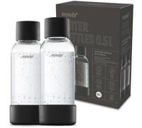 Mysoda Botellas carbonatadas de 0,5 l, compatibles con MySoda y cualquier marca, botellas reutilizables de cierre rápido, tapa y base hechas de compuesto de madera, sin BPA, color negro