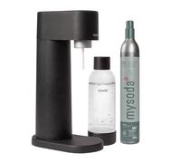 Mysoda Woody - Máquina de agua con gas hecha de compuesto de madera, incluye botella PET y bombona de CO2 - Color negro