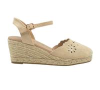 mysoft - 24M112 Alpargatas de Cuña para Mujer - Espardeñas Sandalias Casual de Yute, Fabricada en Antelina con Adornos Florales, Cuña de 5 Cuerdas Mujer Color: Platino Talla: 39