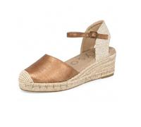 mysoft - 25M102 Alpargatas de Mujer con Cuña 4 cm, Plataforma 2 cm, Cierre de Hebilla, Planta de Gel Acolchada y Puntos de Relajación Mujer Color: Nude Talla: 40