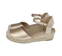 mysoft 25M102 Esparteñas de Cuña para Mujer Plataforma de Yute Punta Cerrada y Cierre con Hebilla Elegantes y Cómodas Mujer Alpargatas Platino 39