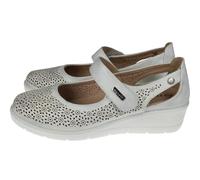 mysoft 25M208 Merceditas Mujer Plata con Diseño Calado y Cinta Textil Adhesiva Mujer Manoletinas Plata 39