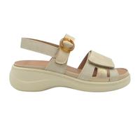 mysoft - 26M040 Sandalias Mujer - Cuña 4 cm, Gancho y Bucle y Hebilla Ajustable, Plantilla Extraíble, Suela de Goma Cosida, Cómodas y Ligeras para Uso Diario Mujer Color: Beige Talla: 39