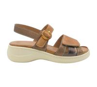 mysoft - 26M040 Sandalias Mujer - Cuña 4 cm, Gancho y Bucle y Hebilla Ajustable, Plantilla Extraíble, Suela de Goma Cosida, Cómodas y Ligeras para Uso Diario Mujer Color: Cuero Talla: 41