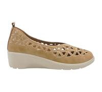 mysoft - 26M217 Manoletinas de Cuña para Mujer, Pala Calada y Bordada, Polipiel Suave, Plantilla Memory Foam, Zapatos Cómodos Primavera Verano 2026 Mujer Color: Natural Talla: 38