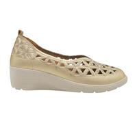 mysoft - 26M217 Manoletinas de Cuña para Mujer, Pala Calada y Bordada, Polipiel Suave, Plantilla Memory Foam, Zapatos Cómodos Primavera Verano 2026 Mujer Color: Platino Talla: 40