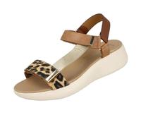 mysoft - 26M364 Sandalias de Cuña Mujer 4 cm, Tiras Bicolor, Cierre Adhesivo Delantero y Trasero, Suela de Poliuretano Antideslizante, Cómodas y Ligeras para Uso Diario Mujer Color: Leopardo Talla: 3