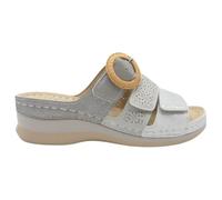 mysoft my Soft - 26M010 Sandalias Destalonadas Mujer 26M010 | Zuecos Cómodos con Tiras Adhesivas, Cuña 4 cm, Planta de Gel, Antideslizantes, Tiras Ajustables con Hebilla Decorativa Mujer Color: Hielo