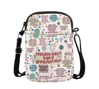 MYSOMY Bolsa cruzada para psicólogos, afirmaciones diarias, bolsa de mensajero, regalos para los amantes de los terapeutas, Psicólogo Cb, 14.7 x 2 x 21centimeters (5.8 x 0.8 x 8.3 inches)