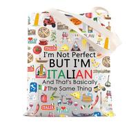 MYSOMY Bolsa de mano italiana, regalos italianos I'm Not Perfect But I'm Italian And That's Basically The Same Thing Italy Bolsa de viaje, Italiano y Tg3, INCH