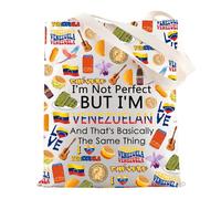 MYSOMY Bolsa de mano venezolana Venezuela Trip Gifts I'm Not Perfect But I'm Venezuelan Gifts Venezuelan Gifts Venezuela Travel Bag, Venezolano y Tg3, INCH