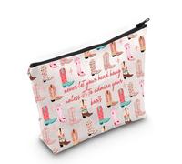 MYSOMY Bolsa de maquillaje de vaquera con cremallera para botas de vaquera, regalo para niña de campo, nunca dejes que tu cabeza cuelgue a menos que sea para admirar tus botas, Tu bolsa para botas,