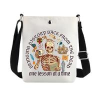 MYSOMY Bolso cruzado para profesor de historia, regalos de historiador, estudios sociales, regalos para profesores, bolsa de hombro para amantes de la historia, Una lección a la vez Uk2, 111