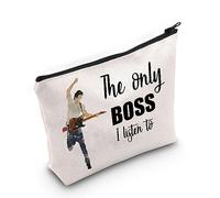 MYSOMY Bruce Fans - Bolsa de maquillaje para amantes de la música rock, regalos para amantes de la música The Only Boss I Listen to Music con cremallera, Only Boss Listen Make Bag