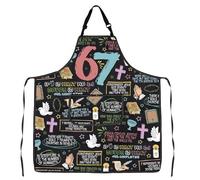 MYSOMY Christian 6 7 Meme - Delantal de cocina divertido con versículo bíblico 67 6 7 Is What God Completes, Christian 67 Delantal 3, ne Size