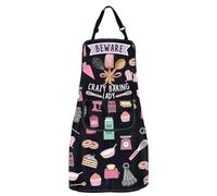 MYSOMY Divertidos delantales de repostería para mujer, con texto en inglés "Beware Crazy Baking Lady", Delantal para mujer horneada, Taille unique