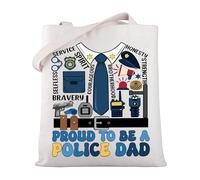 MYSOMY Divertidos regalos de oficial de policía, orgulloso de ser un papá de policía, bolsa de mano, regalos de apoyo de graduación, Police Tb, 13.7inch*15inch