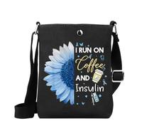 MYSOMY Funny Diabetes Gifts I Run on Coffee and Insulin Shoulder Bag Type 1 Type 2 Warrior Support Gift, Insulina MB, 14.7 x 2 x 21centimeters (5.8 x 0.8 x 8.3 inches)