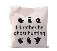 MYSOMY Ghost Hunter Gifts Paranormal Investigator Gifts Cute Spooky Tote Bag I'd Rather be Ghost Hunting Bag, Bolsa de caza fantasma, Large