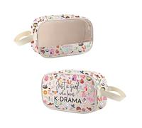 MYSOMY K-Drama - Bolsa de maquillaje transparente para amantes del drama K-Drama, regalo con texto en inglés "Just a Girl Who Loves K- Drama Maquillaje de viaje, K-drama Cmb3, Estilo retro