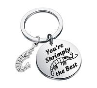 MYSOMY Llavero de camarones con texto en inglés "You're Shrimply the Best Shrimply the Best Shrimp Gift Funny Camarones para amantes de los camarones, El mejor llavero de camarón, S
