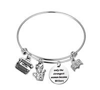 MYSOMY Pulsera de escritora para mujer, solo las mujeres más fuertes que se convierten en escritoras, regalos inspiradores para escritores, autores, editores, 6.2 cm, Acero inoxidable