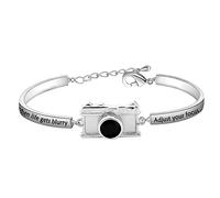 MYSOMY Pulsera para fotógrafo, cuando la vida se vuelve borrosa, ajusta tu enfoque, joyería de regalo para fotógrafos, amantes de la fotografía, 5.5 cm, Caucho Circonia cúbica, Circonita cúbica
