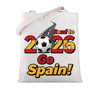 MYSOMY Road to 2026 Spain Soccer Theme - Bolsa de compras reutilizable para aficionados al fútbol, Bolsa de España
