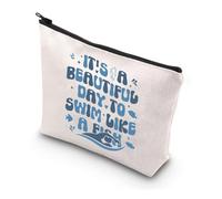 MYSOMY Swimmer - Neceser de maquillaje con texto en inglés "It's A Beautiful Day to Swim Like A Fish", Como una bolsa de pescado, Morden