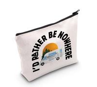 MYSOMY Van Life - Bolsa de cosméticos con texto en inglés "I'd Rather Be Nowhere", bolsa de maquillaje de viaje para viajeros, entusiastas de la furgoneta, regalo de camping, Nowhere Bag, Morden