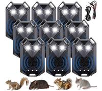 Mysora Paquete de 9 repelentes de roedores para motores de coche, tres modos de fuente de alimentación, repelente de ratones, funciona con pilas, enchufe ultrasónico, disuasorio de ratas, ratones