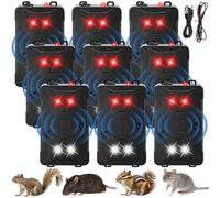 Mysora Paquete de 9 repelentes ultrasónicos de roedores para coche, disuasorio de ratones para motor, funciona con pilas, repelente de ardillas para automóvil, garaje, granero, ático, dispositivo de
