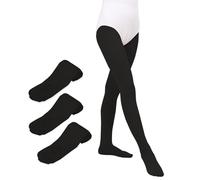 MYSSUCI Paquete de 3 Medias Ballet Niña Mujer 90D Convertibles con Agujero para la Clase de Danza o Espectáculos (Negro，S)