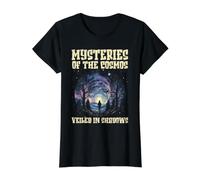 Mysteries of Cosmos Veiled In Shadows Halloween Astronomy Camiseta gráfica económica, Mujer, Negro, S