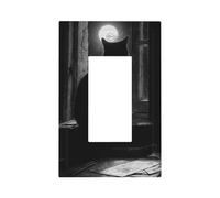 Mysterious Black Cat On The Window Light Switch Wall Plate Faceplate Cover Single Rocker 1 Gang Decorator Outlet Receptáculo Cubiertas para el hogar, cocina, habitación, baño decoración