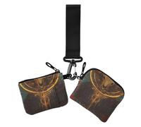 Mysterious Bull Skull Tribal Style Red - Carteras dobles para mujer con bolsillo para monedas y tarjetas de crédito, minimalista, bolsillo para monedas, 2 paquetes, Misteriosa calavera de toro estilo