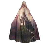 Mysterious Fantasy Fairy Tale Castle04 - Capa de fiesta de Halloween para adultos, elegante diseño de calabaza, con capucha, disfraz de mago, color negro