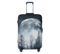 Mysterious Forest and Starry Night Full Moon - Funda elástica para equipaje de viaje, protector de maleta, funda de equipaje impresa antiarañazos, Black, L
