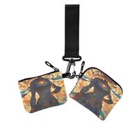 Mysterious Girl with Goat Cuerns - Monederos para mujer, tarjetero, delgada, desmontable, con cremallera, monedero con llavero para mujer, 2 unidades, Niña misteriosa con cuernos de cabra, 1 size