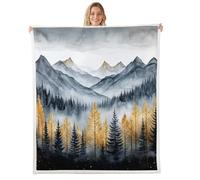 Mysterious Mountain Tree - Manta de forro polar para niños, diseño de selva brumosa y plantas naturales, manta de forro polar para dormitorio, sofá, dormitorio, manta de cama ligera, 40 x 50 pulgadas