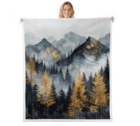 Mysterious Mountain Tree - Manta de franela de árbol de niebla para decoración de habitación, plantas brumosas y hojas de arce, mantas de forro polar para niños y adultos, decoración de sofá