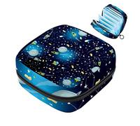 Mysterious Universe Planet Rocket - Bolsa de almacenamiento para servilletas sanitarias menstruales, bolsa portátil para copa menstrual con cremallera para adolescentes, niñas, mujeres y mujeres