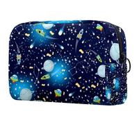 Mysterious Universe Planet Rocket - Bolsa de cosméticos para mujer, neceser de viaje, bolsa organizadora de maquillaje grande con cremallera, multicolor, 18.5x7.5x13cm/7.3x3x5.1in, Neceser