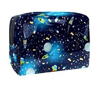 Mysterious Universe Planet Rocket - Neceser de viaje para mujer, bolsa de aseo grande de PVC para maquillaje, práctica bolsa organizadora con cremallera, multicolor, 18.5x7.5x13cm/7.3x3x5.1in, Neceser