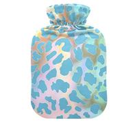 Mystery Blue Golden Cheetah Print - Botellas de agua caliente con cubierta suave, bolsas de agua caliente de 1 litro para aliviar el dolor de cuello y hombros
